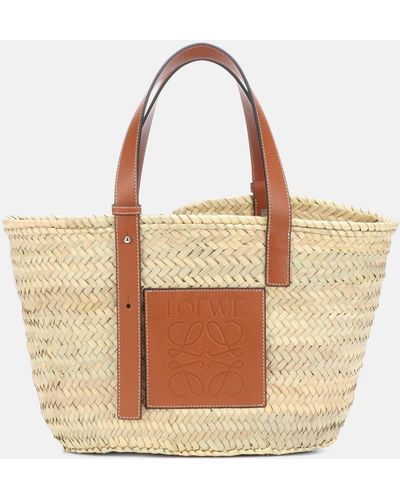 Loewe Medium Leather-trimmed Basket Tote - Natural