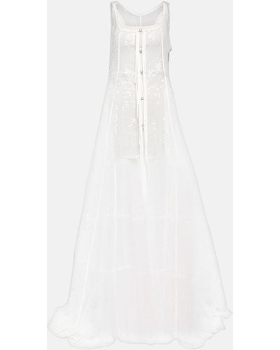 Jacquemus Long Negligee Dress With Ribbon - White