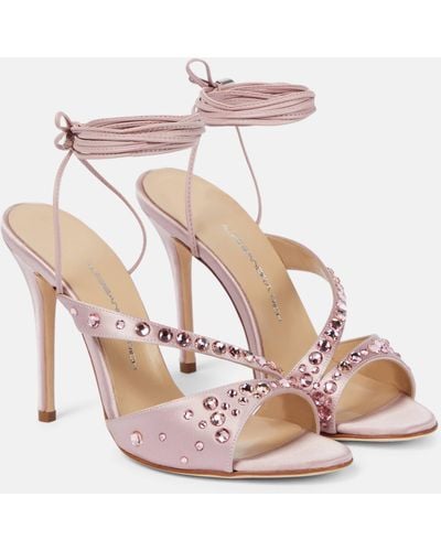 Alessandra Rich Crystal-embellished Satin Sandals - Pink