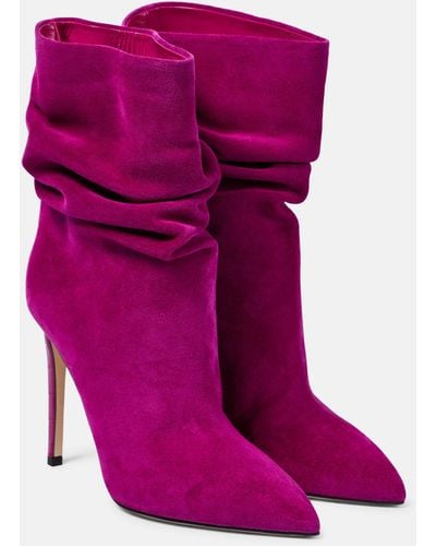 Paris Texas Slouchy Suede Ankle Boots - Pink