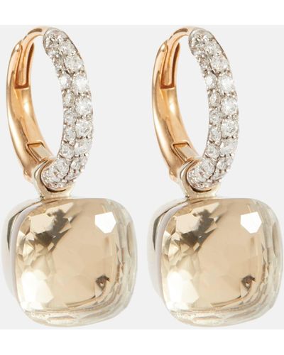 Pomellato Nudo Classic 18kt Rose And White Gold Earrings With Topaz And Diamonds - Natural