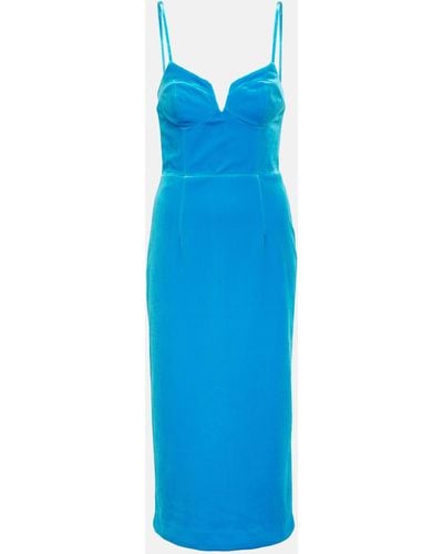 Rebecca Vallance Bernadette Velvet Midi Dress - Blue