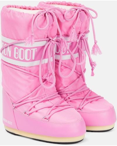 Moon Boot Icon Logo-print Shell Boots - Pink