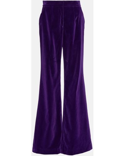 Costarellos Barine Cotton Velvet Wide-leg Pants - Purple
