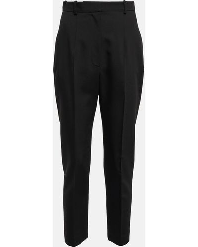 Alexander McQueen High-rise Straight Wool Pants - Black