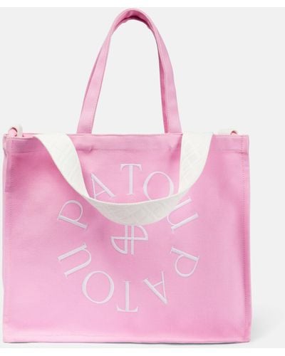 Patou Large Logo Canvas Tote Bag - Pink