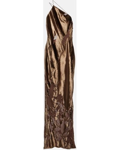 The Sei One-shoulder Silk Velvet Gown - Brown