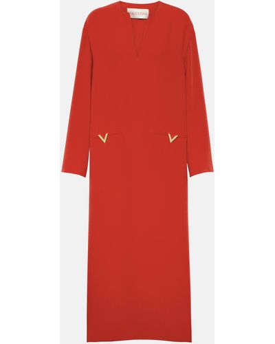 Valentino Vgold Silk Kaftan - Red