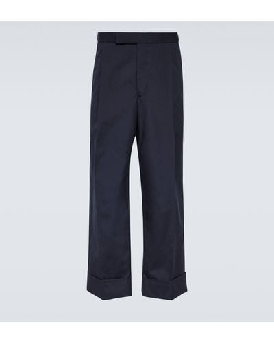 Thom Browne Low-rise Cropped Wide-leg Pants - Blue