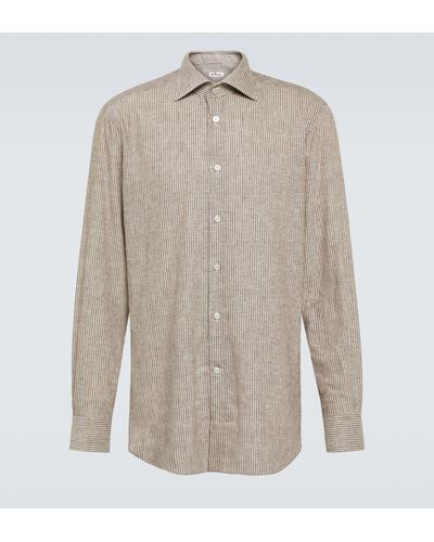 Kiton Striped Linen-blend Shirt - White