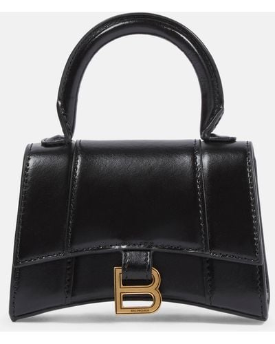 Balenciaga Hourglass Mini Leather Crossbody Bag - Black