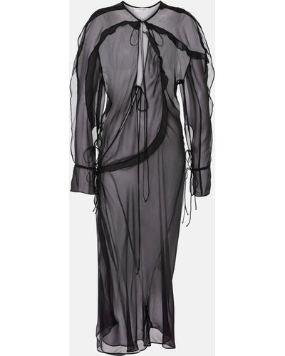 Christopher Esber Ruffled Silk Midi Dress - Grey