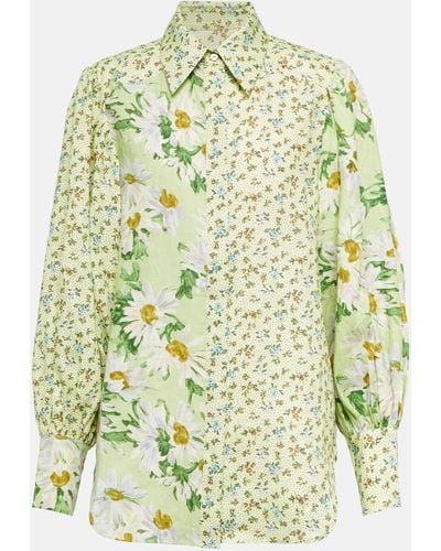 ALÉMAIS Astra Floral Linen Shirt - Green