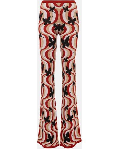 Alessandra Rich Printed High-rise Flare Pants - Red