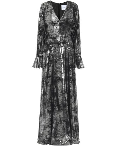 Halpern Printed Georgette Gown - Grey