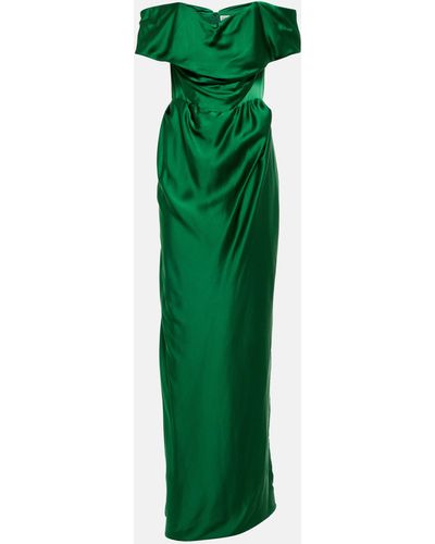 Vivienne Westwood Off-Shoulder-Robe aus Satin - Grün