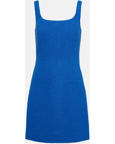 Veronica Beard Sabra Cotton-blend Tweed Minidress - Blue