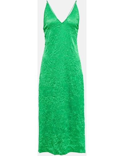 Ganni Satin Slip Dress - Green