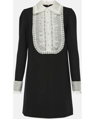 Dolce & Gabbana Organza-trimmed Crepe Minidress - Black