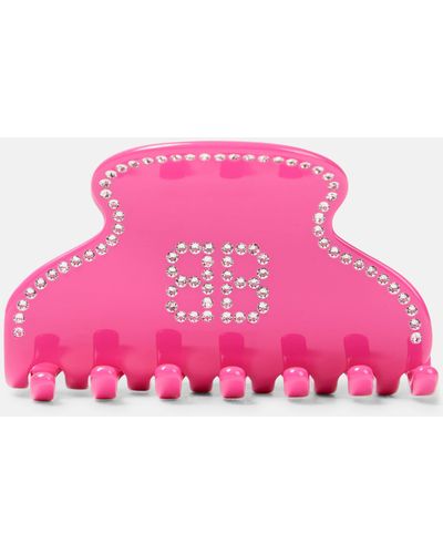 Balenciaga Holli Bb Embellished Hair Clip - Pink