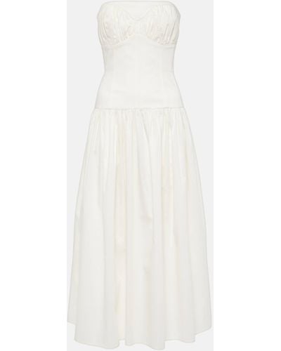 TOVE Lauryn Strapless Cotton-blend Midi Dress - White