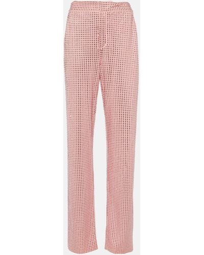 Area Crystal-embellished Jersey Straight Pants - Pink