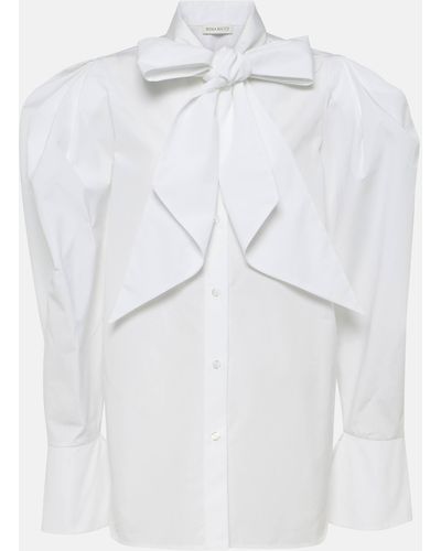 Nina Ricci Tie-neck Cotton Poplin Blouse - White