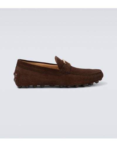 Tod's T Timeless Suede Loafers - Brown