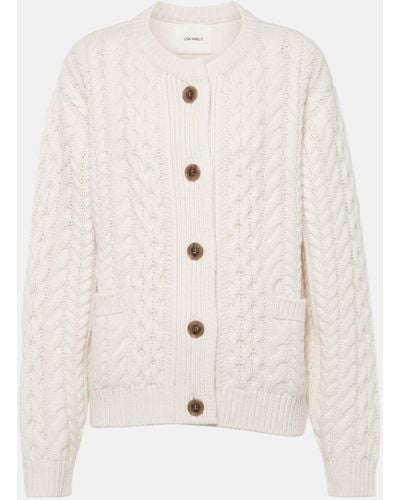 Lisa Yang Harriett Cable-knit Cashmere Cardigan - White