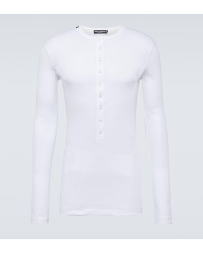 Dolce & Gabbana Re-edition Cotton Jersey Henley Shirt - White