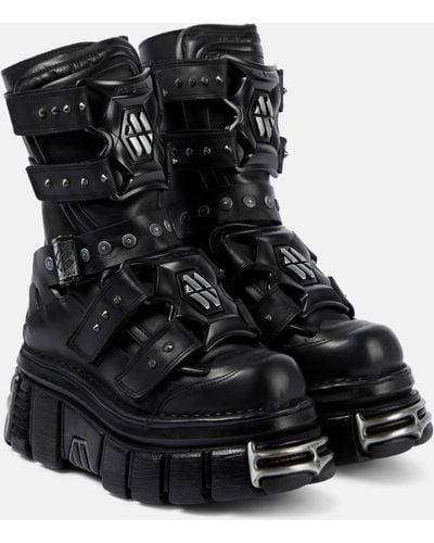Vetements Gamer Leather Platform Ankle Boots - Black