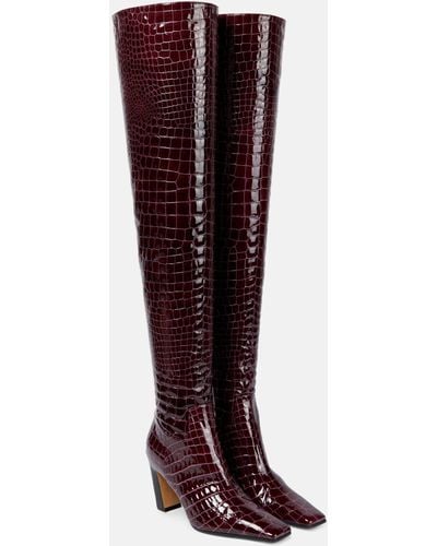 Khaite Snake-effect Leather Knee-high Boots - Red