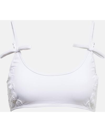 Giambattista Valli Floral Lace Bikini Top - White
