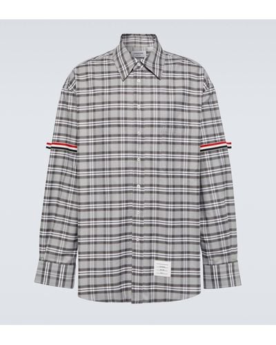 Thom Browne Checked Cotton Shirt - Grey
