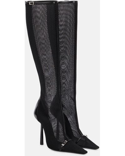 Saint Laurent Oxalis Mesh Knee-high Boots - Black