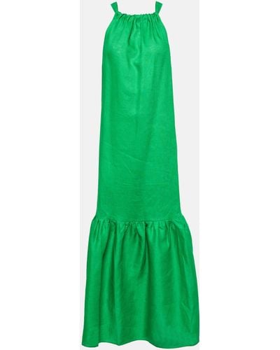Asceno Ibiza Linen Maxi Dress - Green