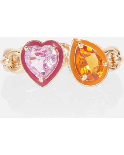 Nadine Aysoy Catena 18kt Gold Ring With Sapphires - Pink