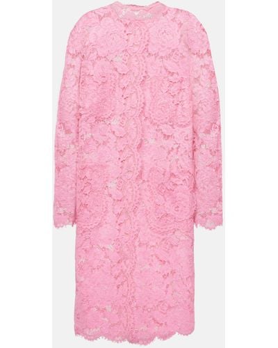 Dolce & Gabbana Lace Midi Dress - Pink