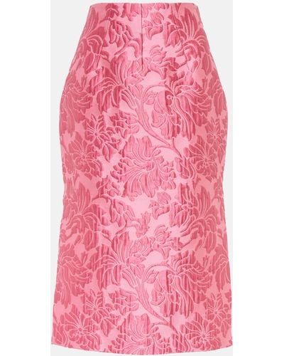 Emilia Wickstead Noah Floral Cloque Midi Skirt - Pink