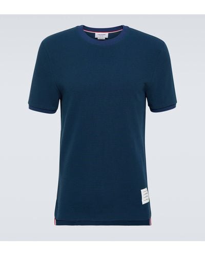 Thom Browne Striped Cotton Jersey T-shirt - Blue