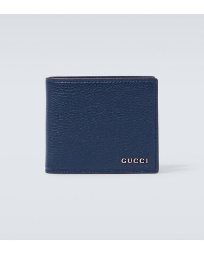 Gucci Logo Leather Bifold Wallet - Blue