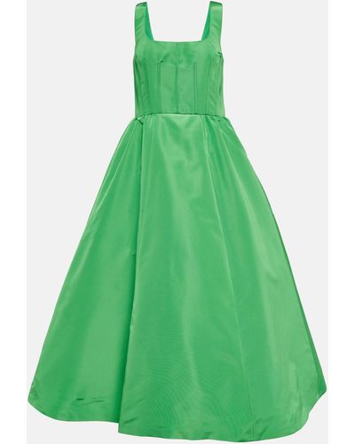 Carolina Herrera Panelled Silk-faille Midi Dress - Green