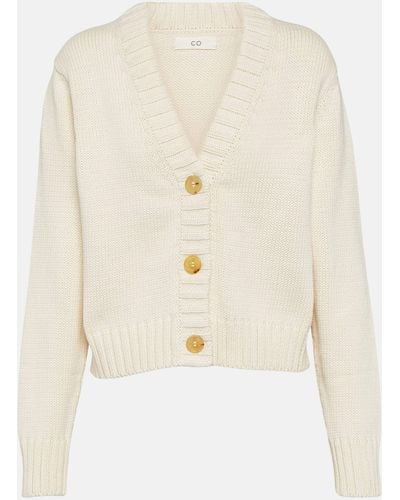 Co. Cropped Tton Cardigan - Natural