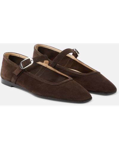 Le Monde Beryl Suede Mary Jane Ballet Flats - Brown