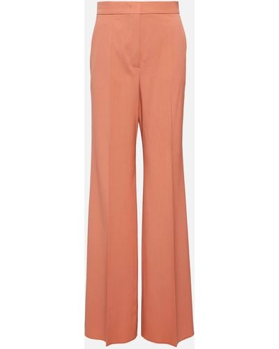 Max Mara Golf Wool-blend Pleated Wide-leg Pants - Orange
