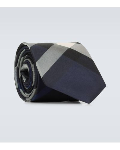 Burberry Manson Check-print Silk Tie - Blue