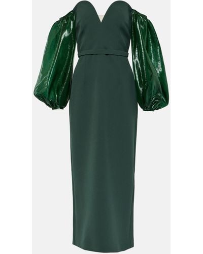 Safiyaa Aurelius Balloon-sleeve Midi Dress - Green