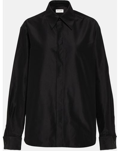 Saint Laurent Oversized Cotton Shirt - Black