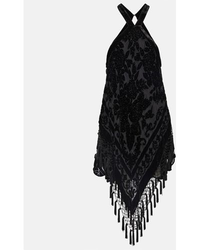Isabel Marant Zilda Embroidered Velvet Minidress - Black