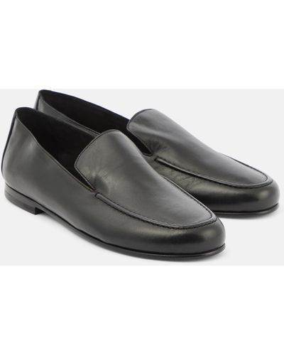 The Row Colette Leather Loafers - Black